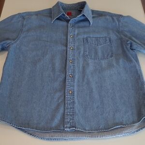 NWOT VTG Sunbelt Denim Medium Blue Short Sleeved Jean Button Front Shirt